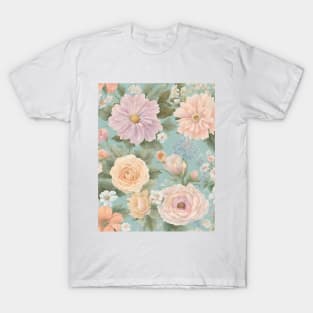 French country cottagecore Pastel color vintage floral T-Shirt